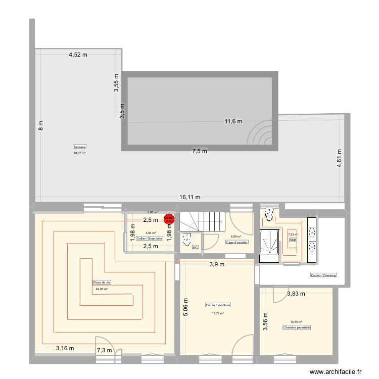 Plan chauffage sol Moncrabeau. Plan de 0 pièce et 0 m2