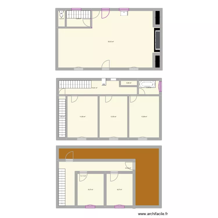 Bories. Plan de 16  et 178 m²