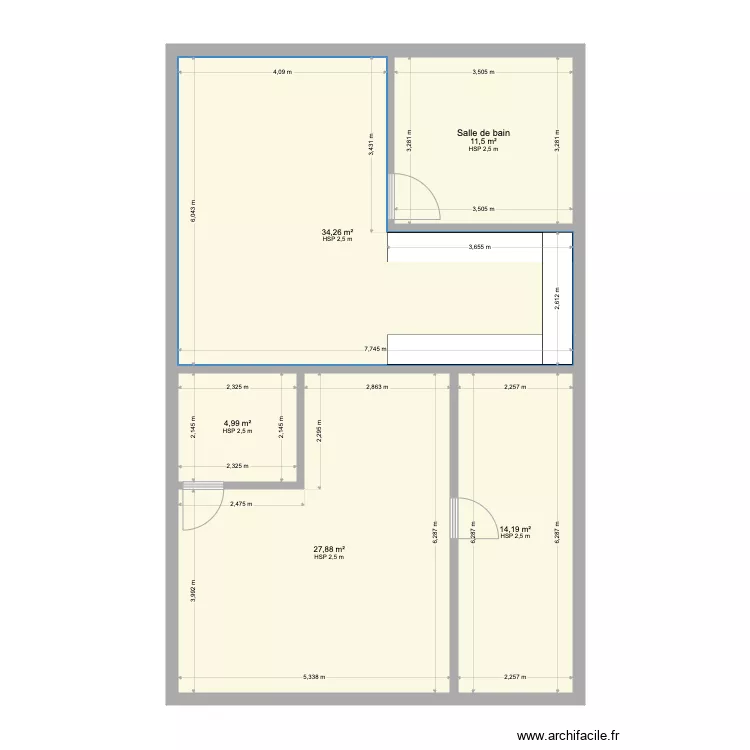 Grenier. Plan de 5  et 93 m²