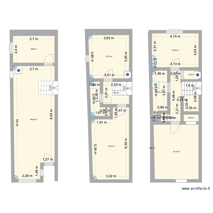 Plans post travaux v3. Plan de 13 pièces et 132 m2