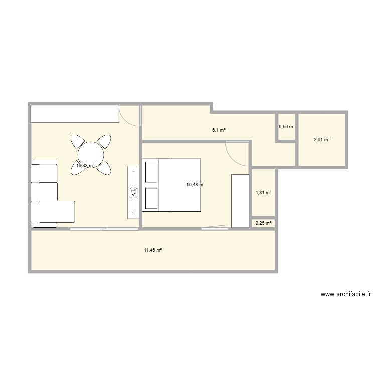 Appartement - Beauregard - travaux V2. Plan de 8 pièces et 48 m2