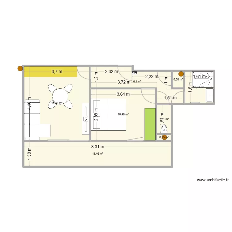 Appartement - Beauregard - travaux V2. Plan de 