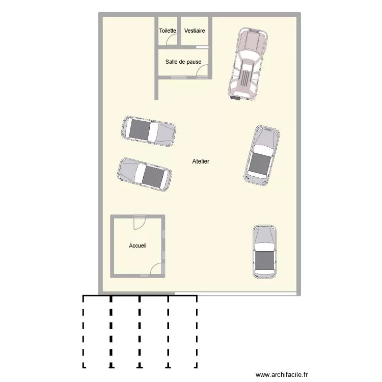 Garage Denis. Plan de 5 Pièces et 267 m²