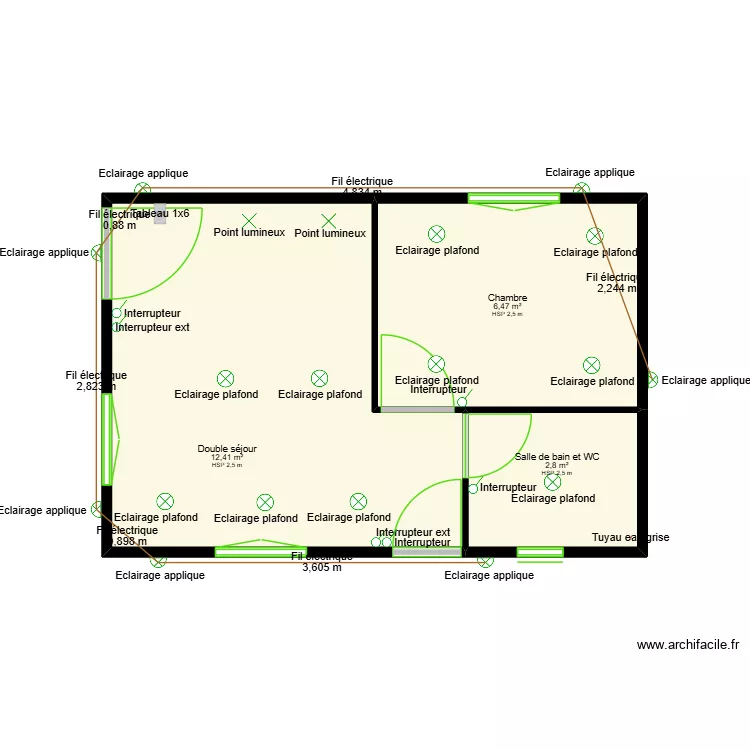 Cabanon THAGHALAT plan eau us. Plan de 3  et 22 m²