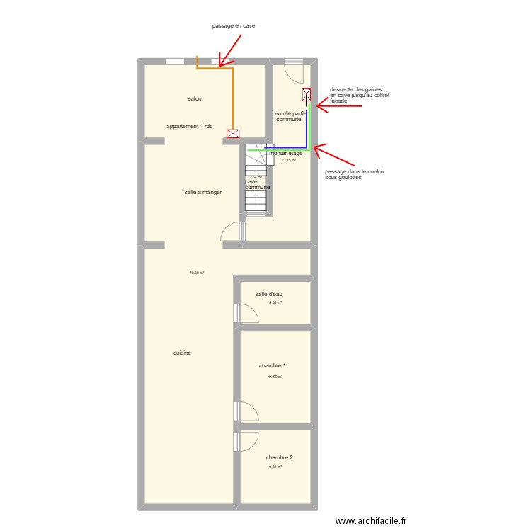 saida. Plan de 6 pièces et 123 m2