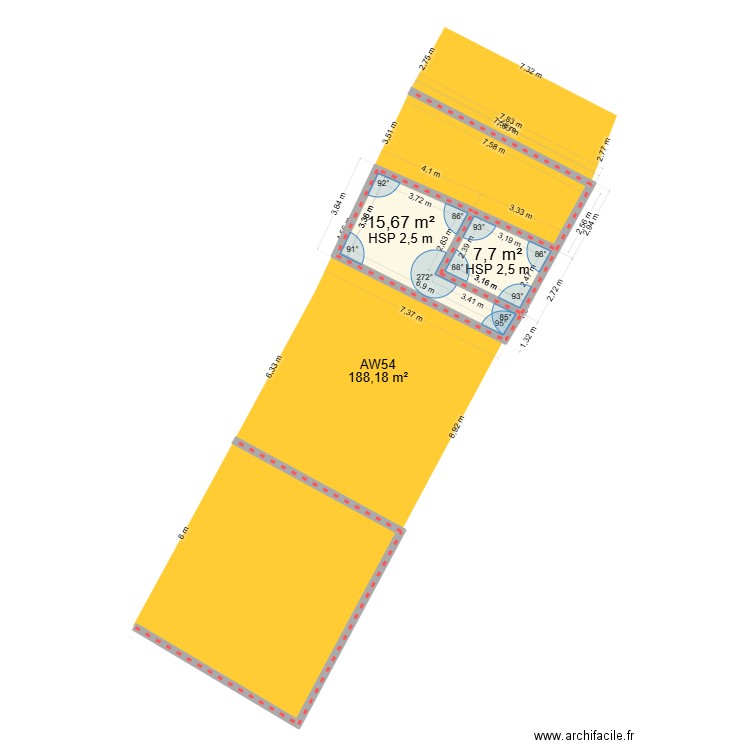 CADASTRE LE TREPORT AW54 + dependance. Plan de 2 pièces et 23 m2