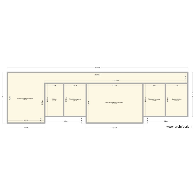 Modules pipste de formation. Plan de 6 pièces et 156 m2