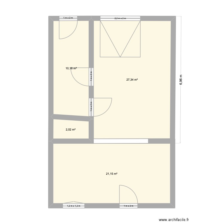 Lagnieu rdc. Plan de 4 pièces et 61 m2