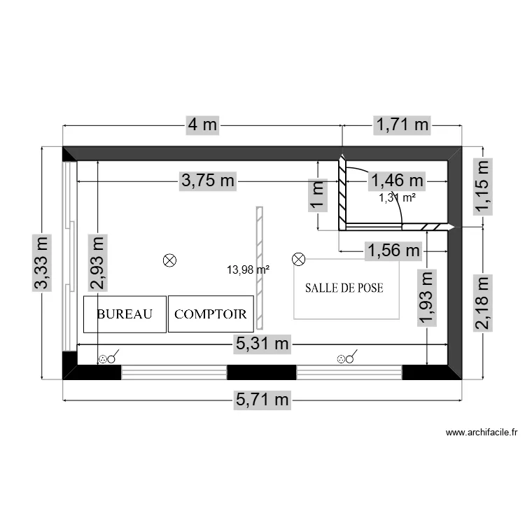 ma7al. Plan de 2 pièces et 15 m² ma7al. Plan de 2 pièces et 15 m²