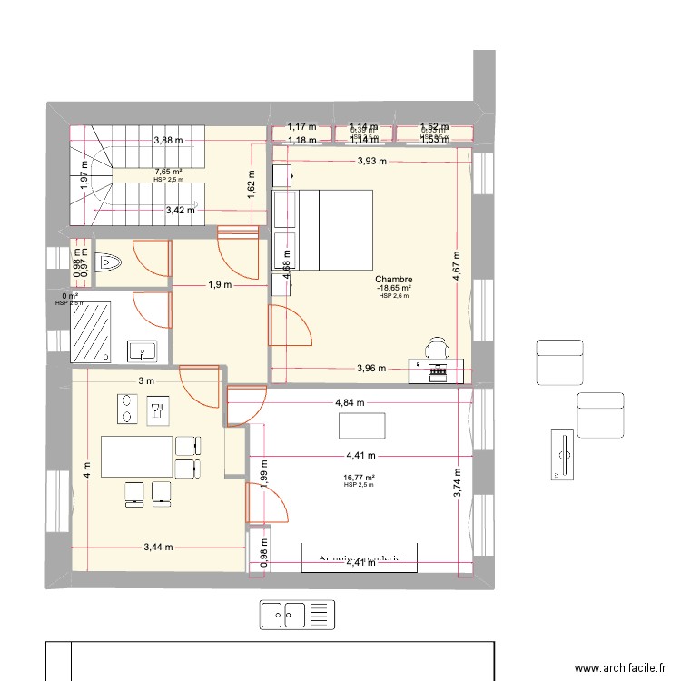PLAN rénovation. Plan de 0 pièce et 0 m2