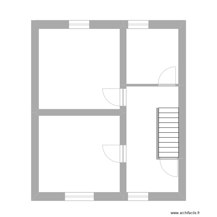 Warichet 4 Etage 1. Plan de 3 pièces et 35 m2
