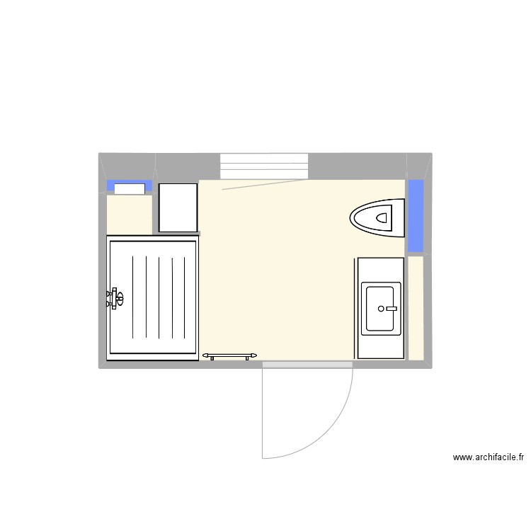 SDB Michèle4. Plan de 3 pièces et 5 m2