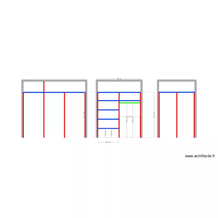 Placard chambre 1. Plan de 