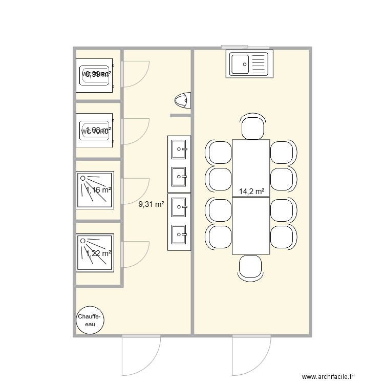 EIFFAGE CHANTIER BELLEVILLE. Plan de 6 pièces et 28 m2