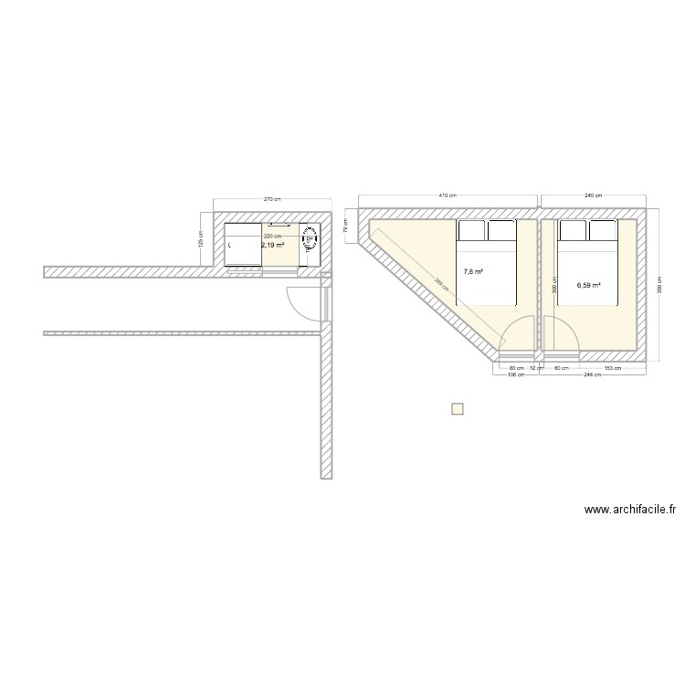 propo 2 CABANON. Plan de 3 pièces et 17 m2