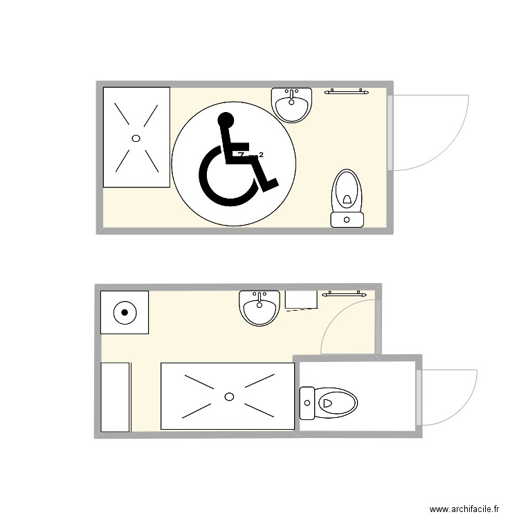 SDB M CHAUX. Plan de 2 pièces et 10 m2