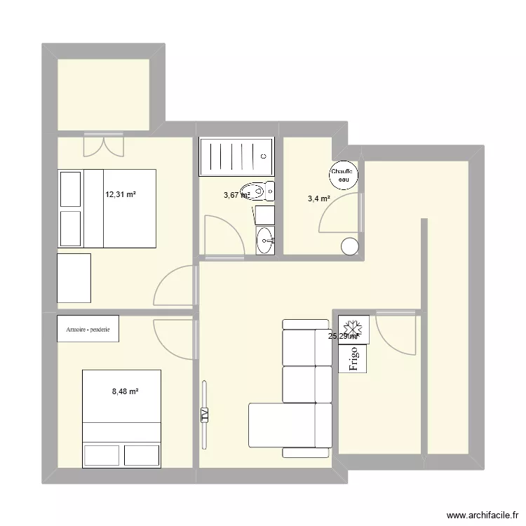 1609-SS. Plan de 5  et 53 m²