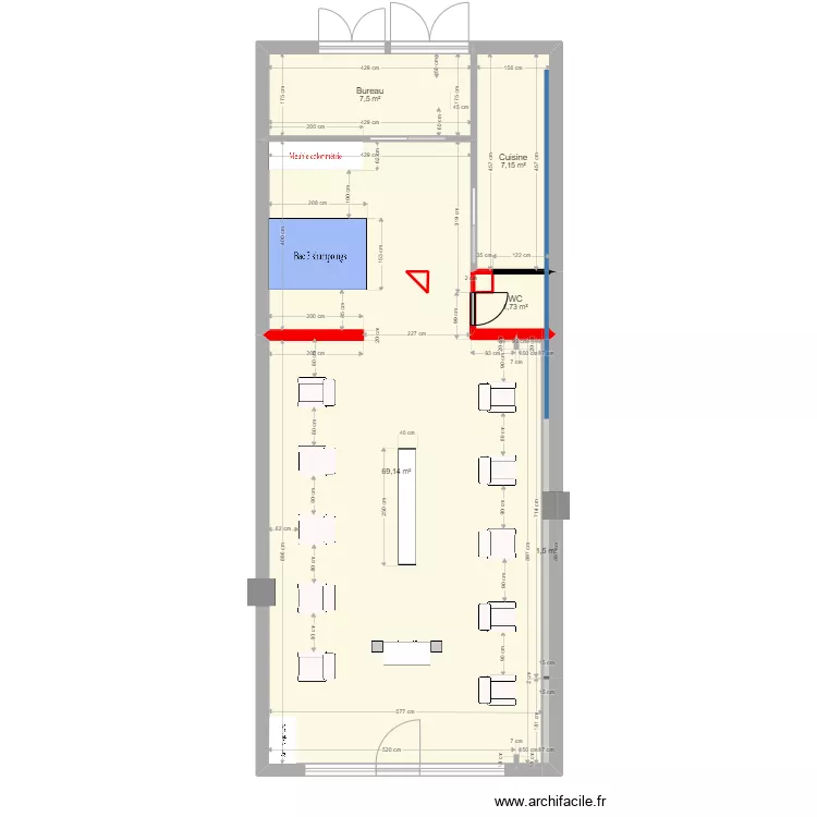 Projet Bruno Coiffeur m&agrave;j 9. Plan de 7  et 87 m²