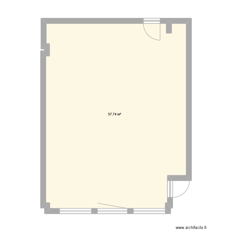 salle 129. Plan de 1 pièce et 58 m2