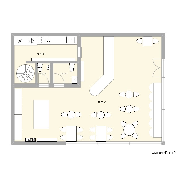 RDV - Cafe Jo. Plan de 4 pièces et 91 m2