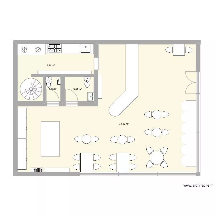 RDV - Cafe Jo. Plan de 4  et 91 m²