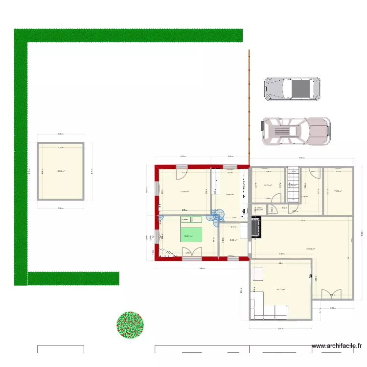 RDC PLEIN PIED 2. Plan de 12 pièces et 128 m²