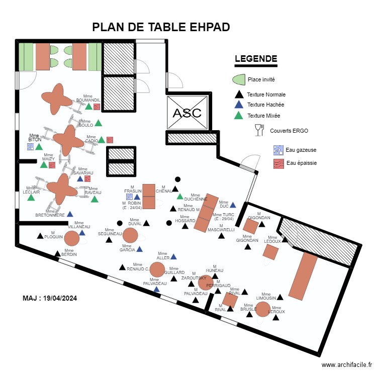PLAN DE TABLE EHPAD 19/04. Plan de 7 pièces et 206 m2