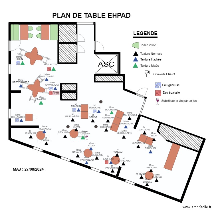 PLAN DE TABLE EHPAD 19/04. Plan de 7 pièces et 206 m2