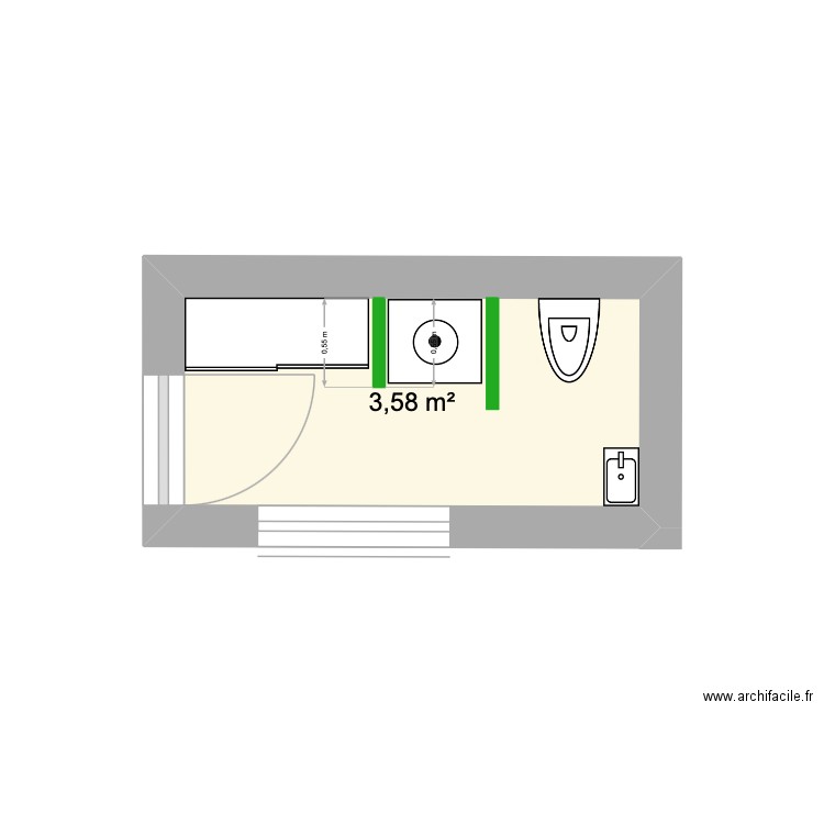 Maison Marcadet. Plan de 1 pièce et 4 m2