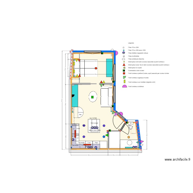 Elec principe modif c. Plan de 2 pièces et 4 m2
