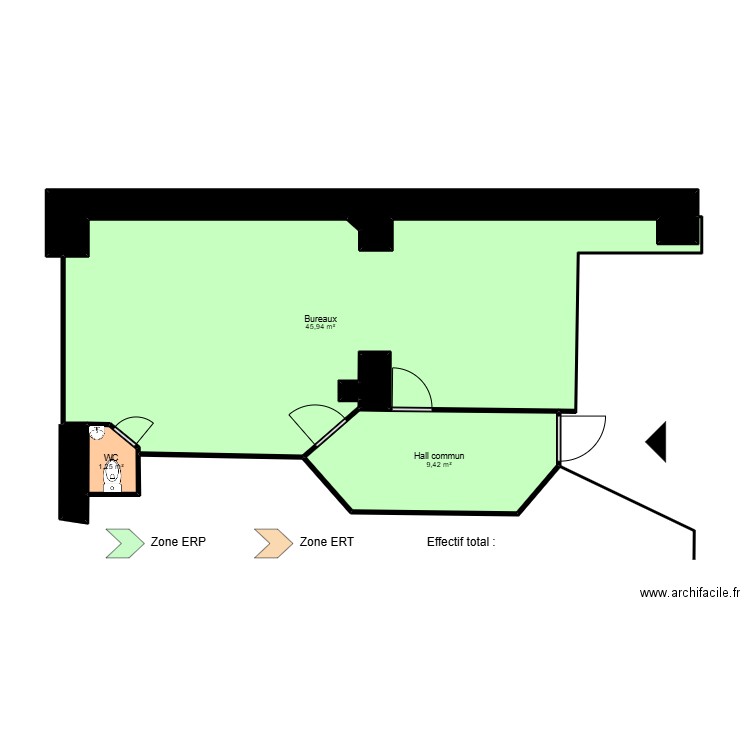 Castelsarrasin - ERP. Plan de 7 pièces et 66 m2