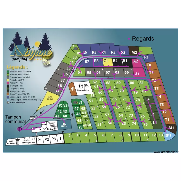 ABIJUNE - EAUX USEES. Plan de 