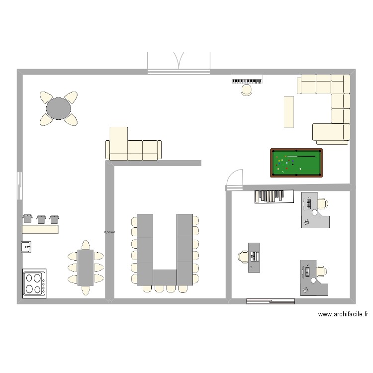 plan d'amenagement. Plan de 1 pièce et 1 m2