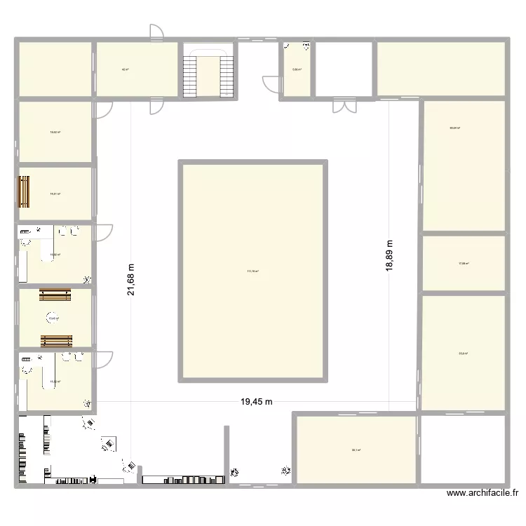 Clinique Hacienda. Plan de 12  et 386 m²