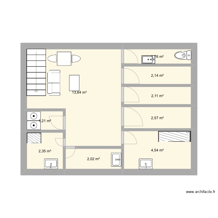 Nocibe etage 1. Plan de 9 pièces et 32 m2