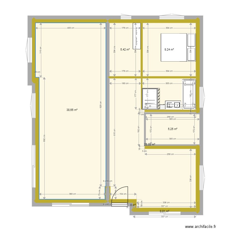Plan RDC. Plan de 7 pièces et 87 m2