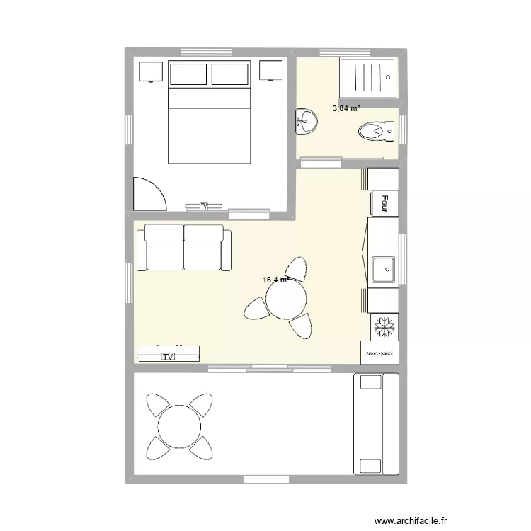 Sabana. Plan de 2  et 20 m²