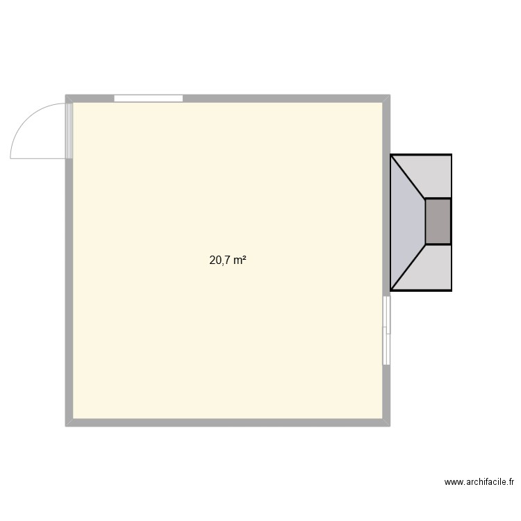 trouillas. Plan de 1 pièce et 21 m2