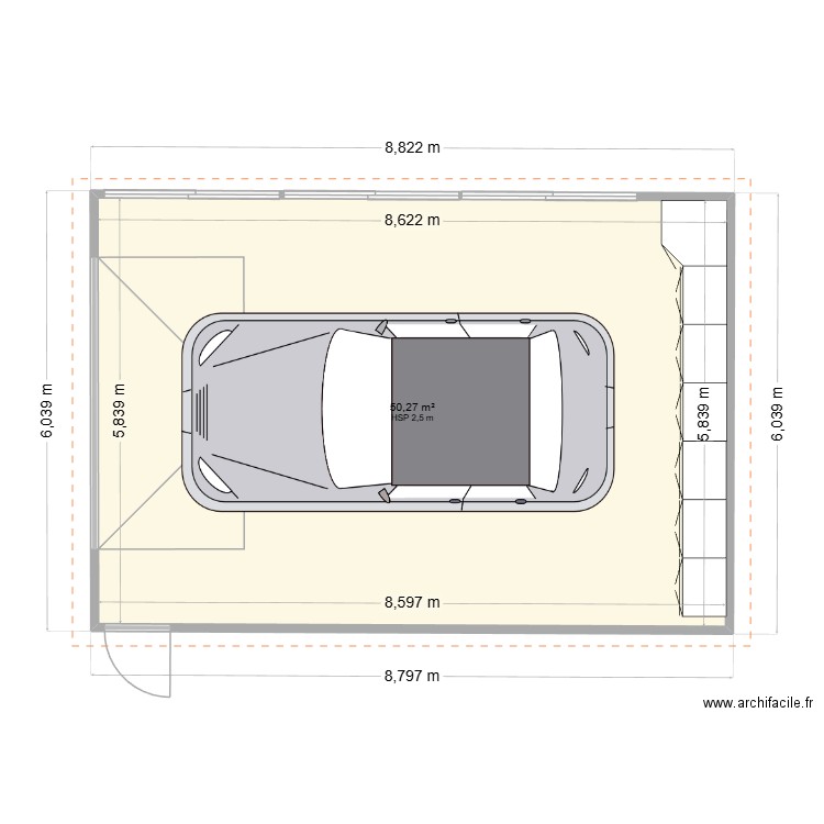 plan daitaling. Plan de 1 pièce et 50 m2