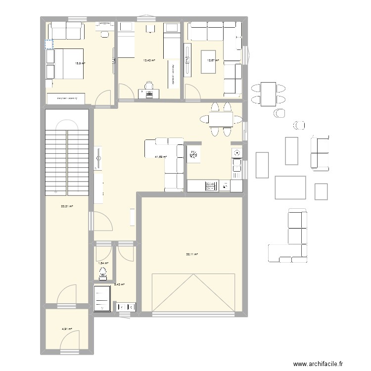 Plan RDC Meftah 3. Plan de 9 pièces et 151 m2