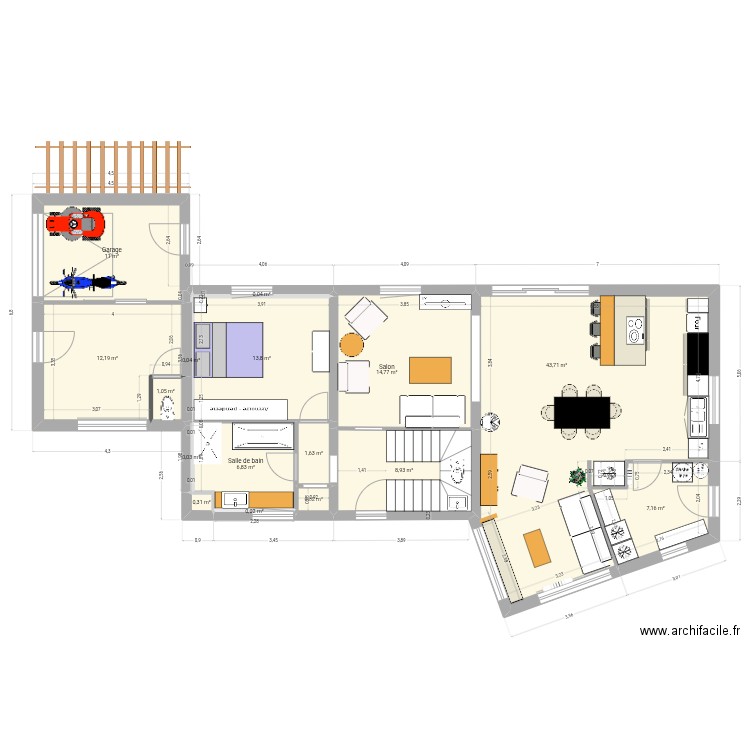 Troisgots plan cuisine. Plan de 32 pièces et 223 m2