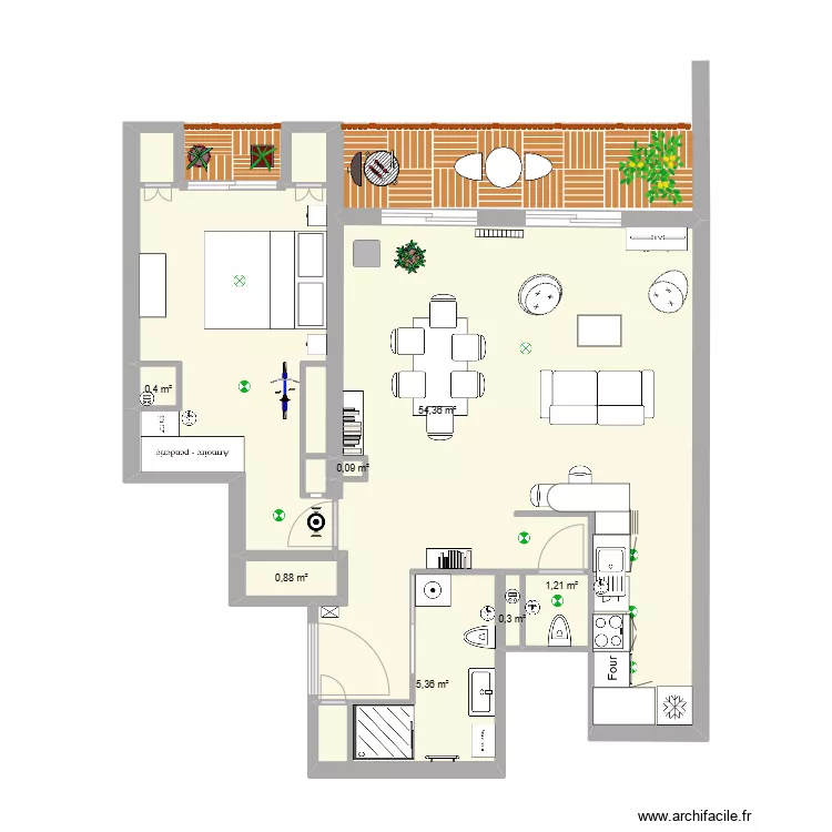 St.Maur V2 avec 1 SDB et cuisine dans ancienne SDB. Plan de St.Maur V2 avec 1 SDB et cuisine dans ancienne SDB. Plan de