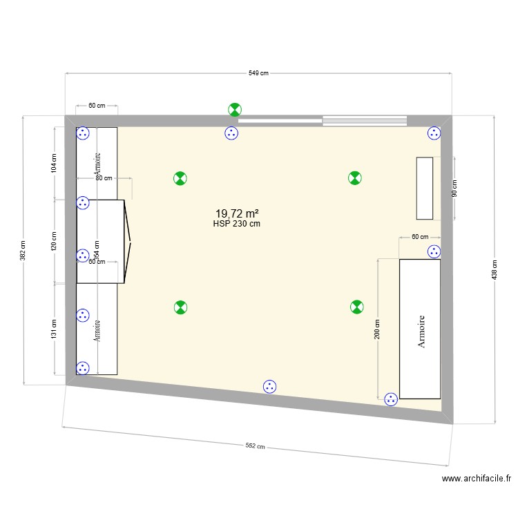 cabanon. Plan de 1 pièce et 20 m2