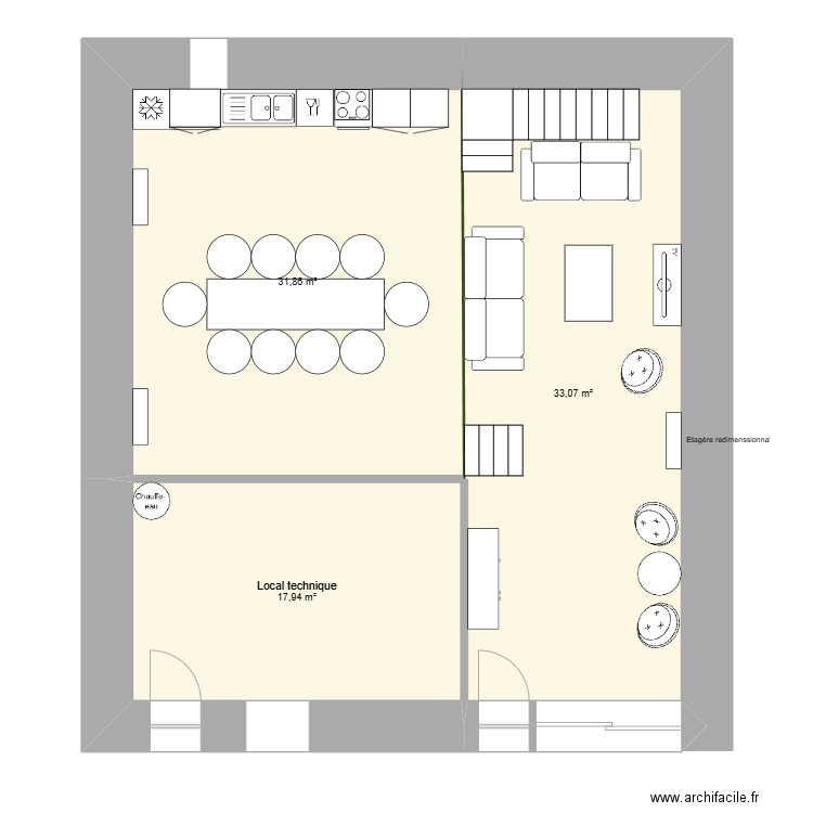 gite3. Plan de 3 pièces et 83 m2