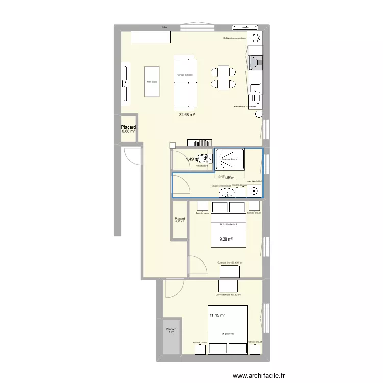 Appartement Le Muy modifi&eacute;, meubl&eacute; 1. Plan de 