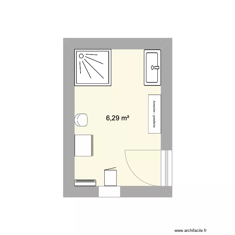 Salle de bain. Plan de 1 pièce et 6 m²