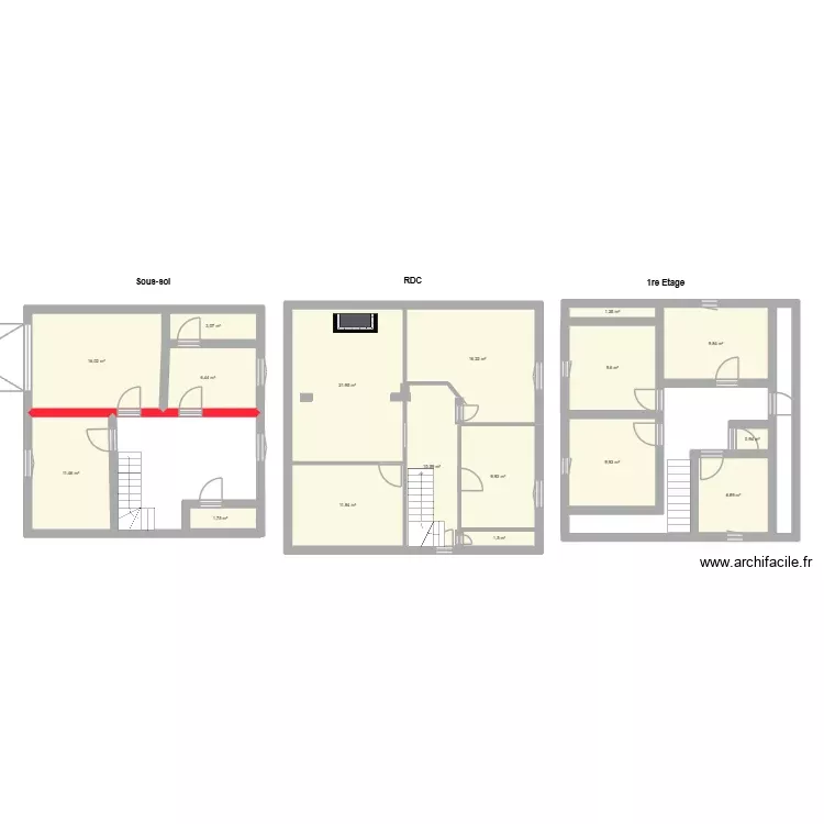 72 Billoir-sous sol. Plan de 17 Pièces et 149 m² 72 Billoir-sous sol. Plan de 17 Pièces et 149 m²