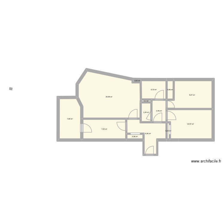 32-7T. Plan de 14 pièces et 71 m2