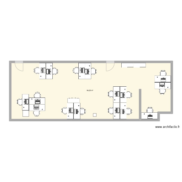 Plan Bureau. Plan de 1 pièce et 84 m2