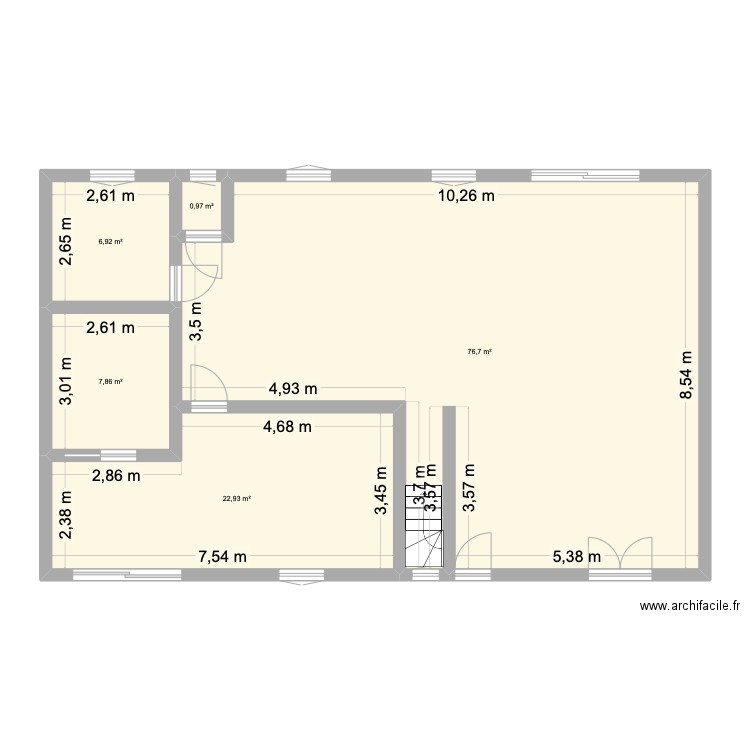agrandissement. Plan de 1 pièce et 88 m2